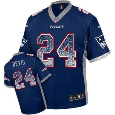 Nike New England Patriots #24 Darrelle Revis Navy Blue Team Color Men's Stitched NFL Elite Drift Fashion Jersey