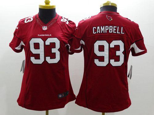 Women's Nike Arizona Cardinals #93 Calais Campbell Red Team Color Stitched NFL Limited Jersey
