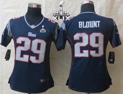 Women's Nike New England Patriots #29 LeGarrette Blount Navy Blue Super Bowl XLIX Stitched NFL Jersey