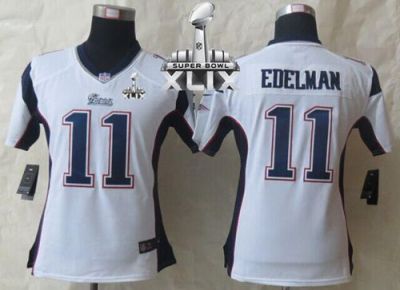 Women's Nike New England Patriots #11 Julian Edelman White Super Bowl XLIX Stitched NFL Jersey