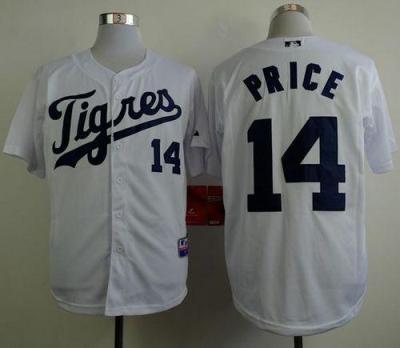 Detroit Tigers #14 David Price White Los Tigres Stitched Baseball Jersey