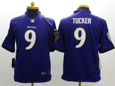 Youth Nike Ravens #9 Justin Tucker Purple Team Color Stitched NFL New Limited Jersey