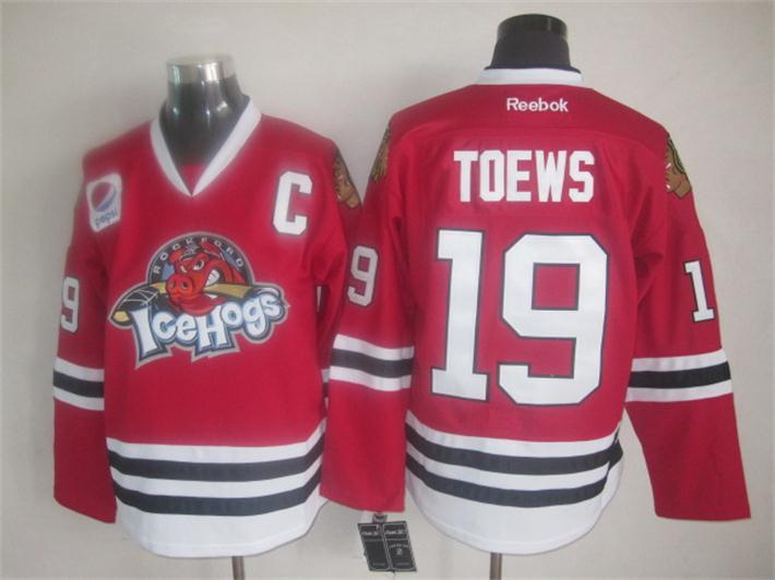 Chicago Blackhawks #19 Jonathan Toews Red AHL Rockford IceHogs ICE Hockey Jerseys