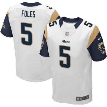 Nike St Louis Rams #5 Nick Foles White Men's Stitched NFL Elite Jersey