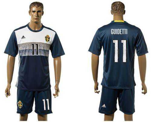 Sweden #11 Guidetti Away Soccer Country Jersey