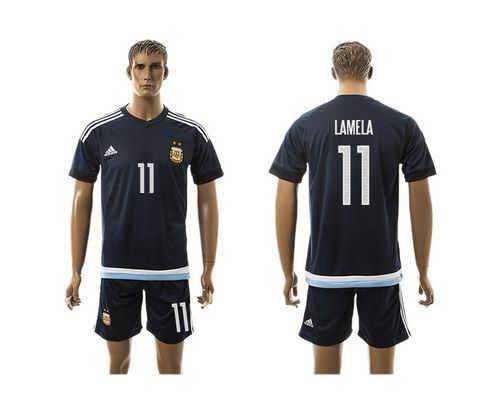 Argentina #11 Lamela Away Soccer Country Jersey