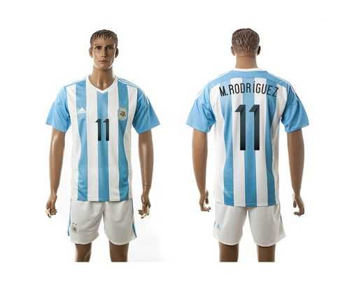 Argentina #11 M.Rodriguez Home Soccer Country Jersey