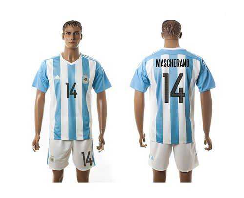 Argentina #14 Mascherano Home Soccer Country Jersey