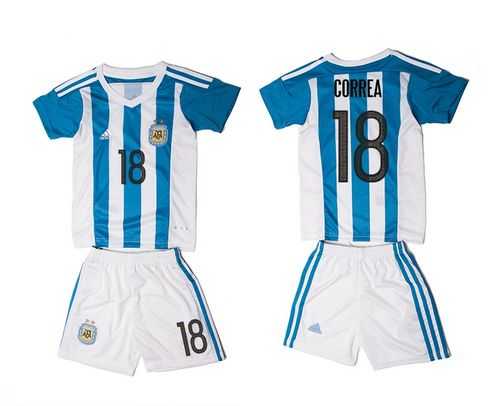 Argentina #18 Correa Home Kid Soccer Country Jersey