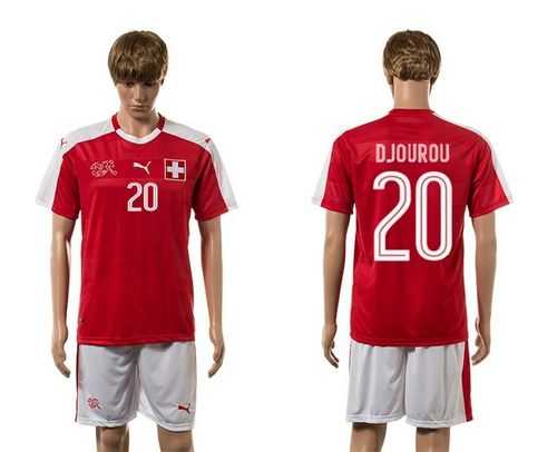 Switzerland #20 Djourou Red Home Soccer Country Jersey