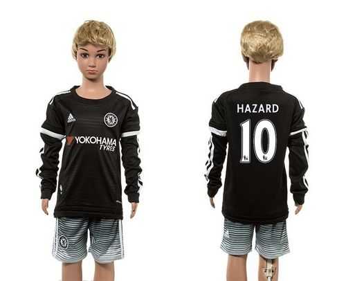 Chelsea #10 Hazard SEC Away Long Sleeves Kid Soccer Club Jersey