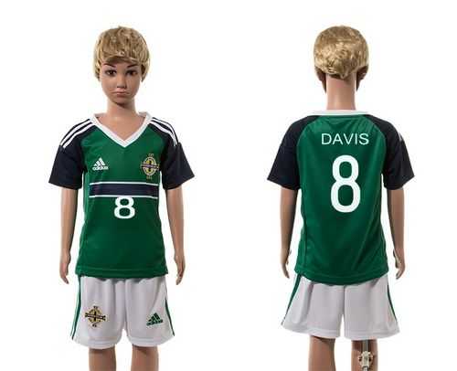 Northern Ireland #8 Davis Green Home Kid Soccer Country Jersey