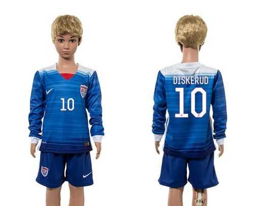 USA #10 Diskerud Away Long Sleeves Kid Soccer Country Jersey