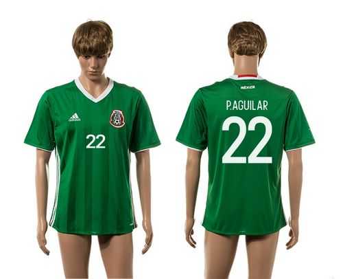 Mexico #22 P.Aguilar Green Home Soccer Country Jersey