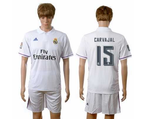 Real Madrid #15 Carvajal White Home Soccer Club Jersey