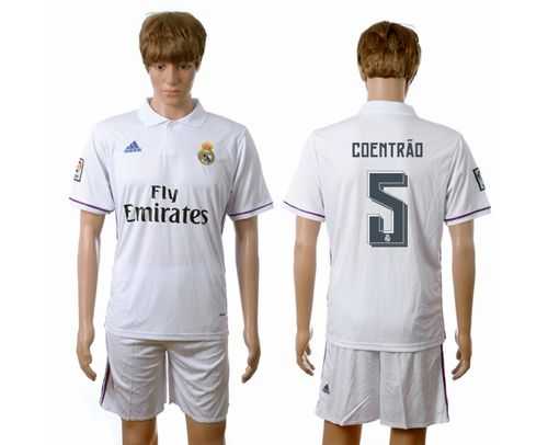 Real Madrid #5 Coentrao White Home Soccer Club Jersey