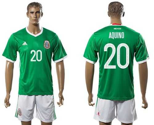 Mexico #20 Aquino Green Home Soccer Country Jersey