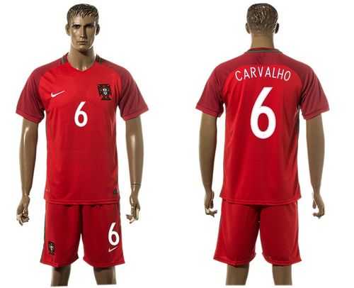 Portugal #6 Carvalho Home Soccer Country Jersey