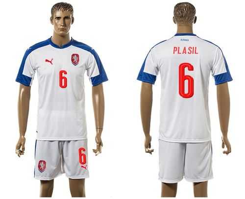 Czech #6 Plasil Away Soccer Country Jersey