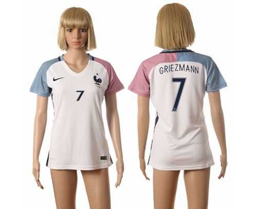 Women's France #7 Griezmann Away Away Soccer Country Jersey