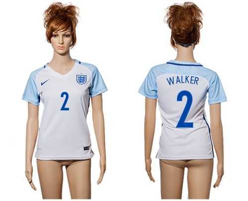 Women's England #2 Walker Home Soccer Country Jersey