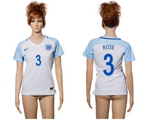 Women's England #3 Rose Home Soccer Country Jersey