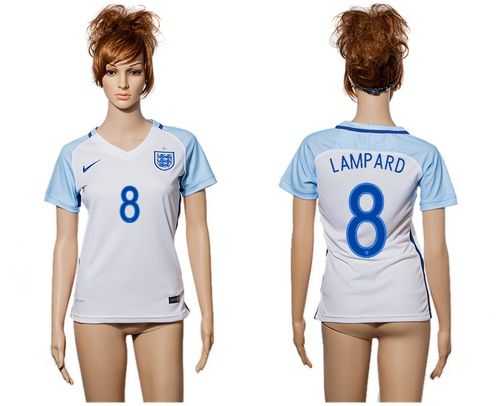 Women's England #8 Lampard Home Soccer Country Jersey