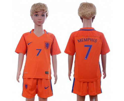 Holland #7 Memphis Home Kid Soccer Country Jersey