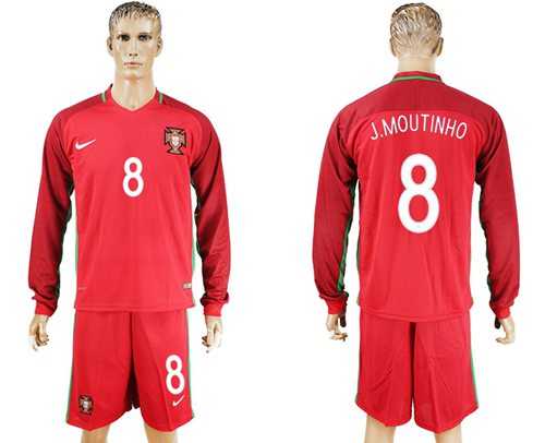 Portugal #8 J.Moutinho Home Long Sleeves Soccer Country Jersey