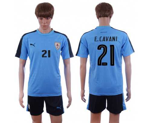 Uruguay #21 E.Cavani Home Soccer Country Jersey