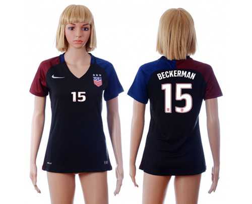 Women's USA #15 Beckerman Away Soccer Country Jersey