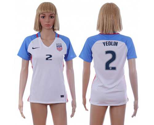 Women's USA #2 Yedlin Home Soccer Country Jersey