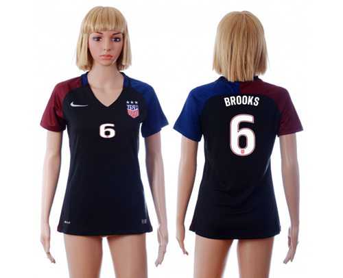 Women's USA #6 Brooks Away Soccer Country Jersey