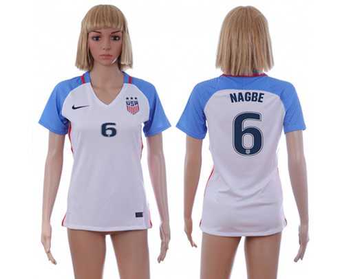 Women's USA #6 Nagbe Home Soccer Country Jersey