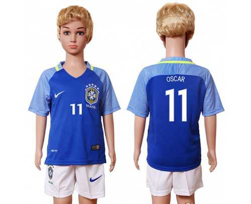 Brazil #11 Oscar Away Kid Soccer Country Jersey