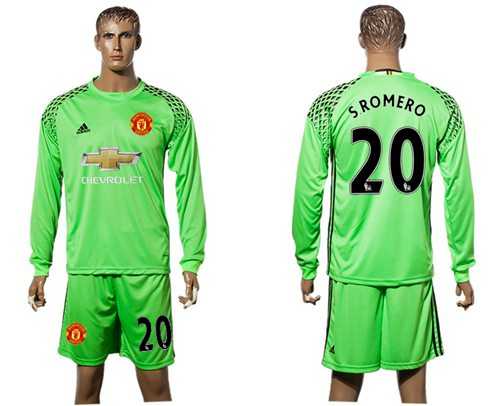 Manchester United #20 Sromero Green Goalkeeper Long Sleeves Soccer Club Jersey