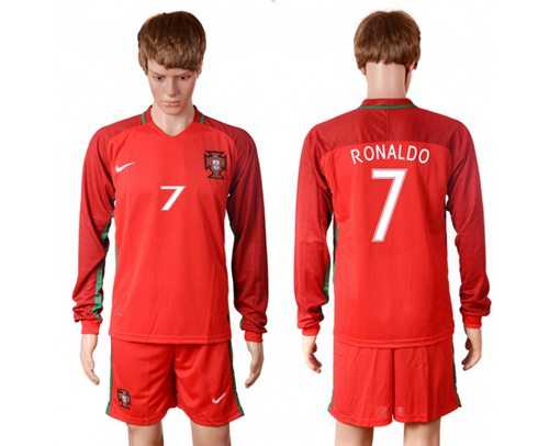 Portugal #7 Ronaldo Home Long Sleeves Soccer Country Jersey