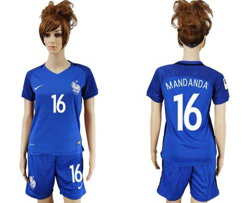 Women's France #16 Mandanda Home Soccer Country Jersey