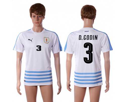 Uruguay #3 D.Godin Away Soccer Country Jersey