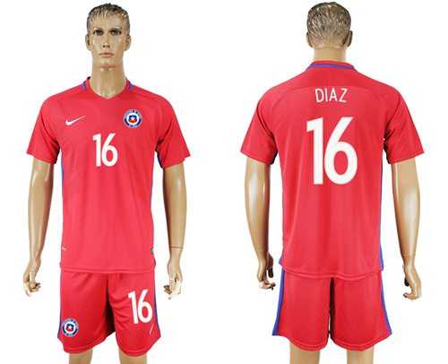 Chile #16 Diaz Home Soccer Country Jersey