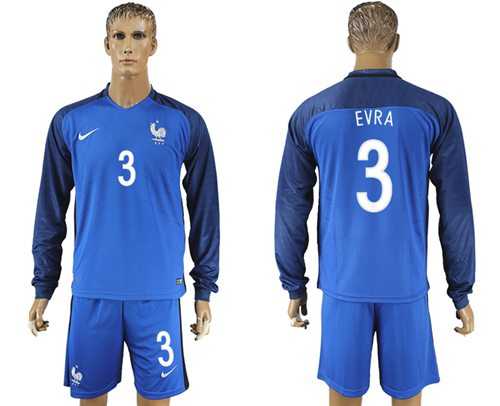 France #3 Evra Home Long Sleeves Soccer Country Jersey