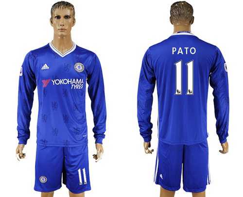 Chelsea #11 Pato Home Long Sleeves Soccer Club Jersey