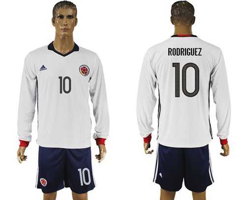 Colombia #10 Rodriguez Away Long Sleeves Soccer Country Jersey
