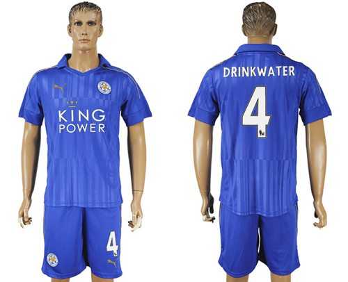 Leicester City #4 Drinkwater Home Soccer Club Jersey