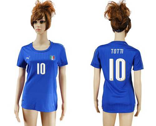 Women's Italy #10 Totti Home Soccer Country Jersey