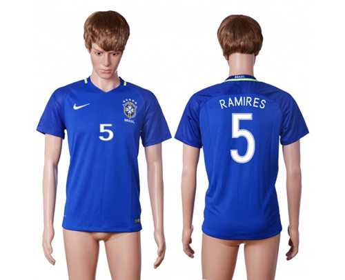 Brazil #5 Ramires Away Soccer Country Jersey