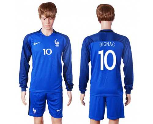 France #10 Gignac Home Long Sleeves Soccer Country Jersey