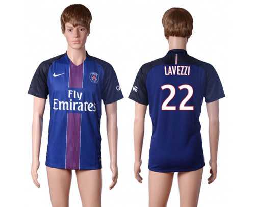 Paris Saint-Germain #22 Lavezzi Home Soccer Club Jersey
