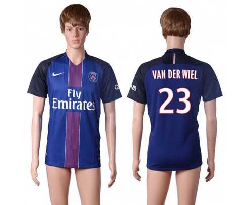 Paris Saint-Germain #23 Van Der Wiel Home Soccer Club Jersey