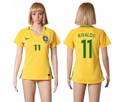 Women's Brazil #11 Rivaldo Home Soccer Country Jersey